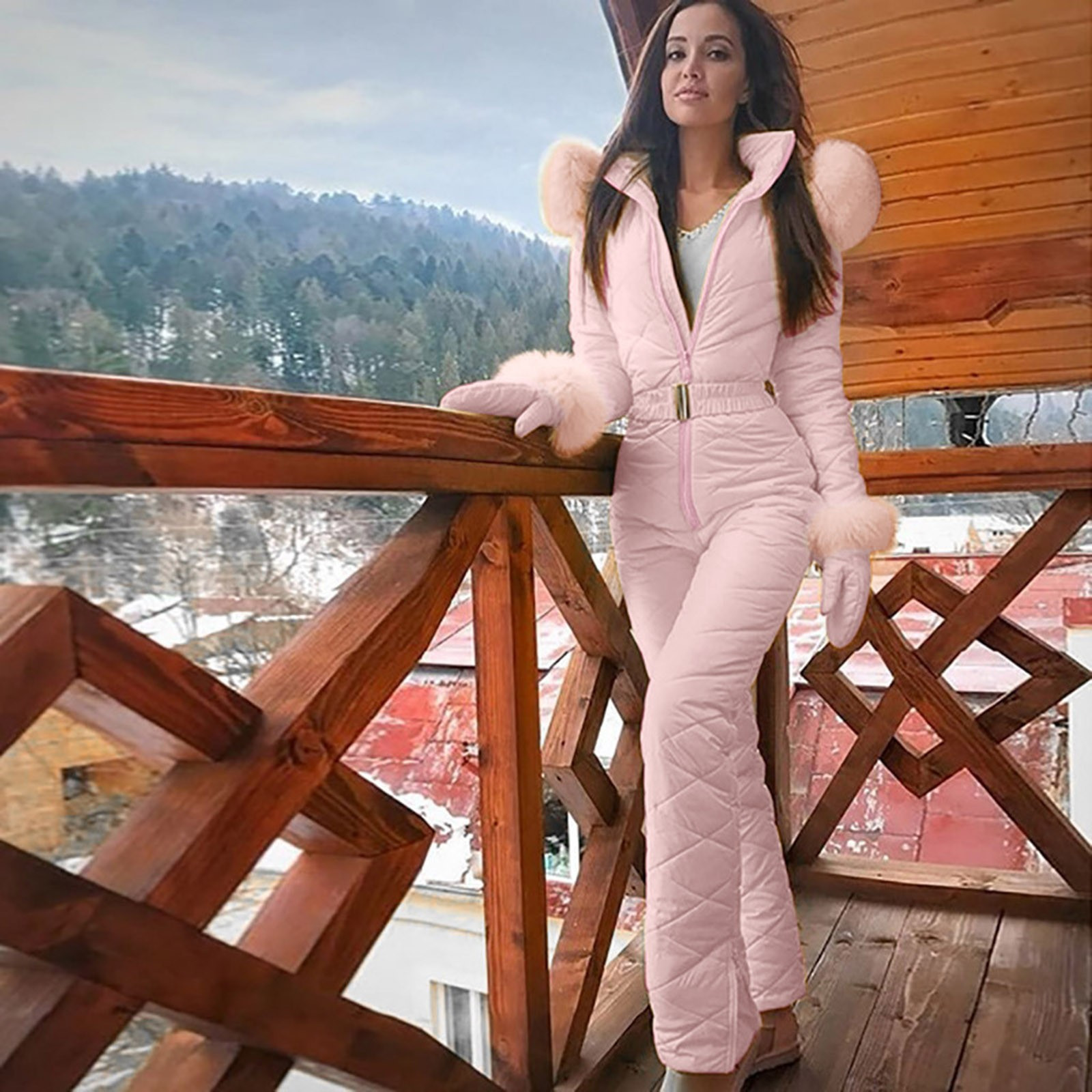 woman  Snowboard Skisuit women Outdoors Sports Jumpsuits Zipper with hood design Ski Suit large size 5XL