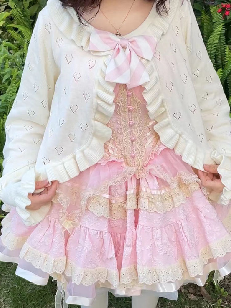 Sweet Kawaii Soft Girl Cute Cardigan Women Sweater For Tops Japanese Women Solid Color Long Sleeve Button Lolita Knitted Shawl