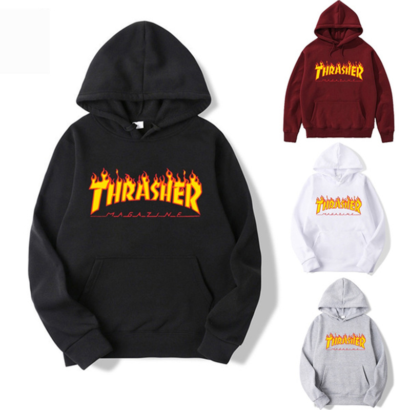 Felpa con cappuccio da donna multicolore con stampa motivo fuoco  Thrasher