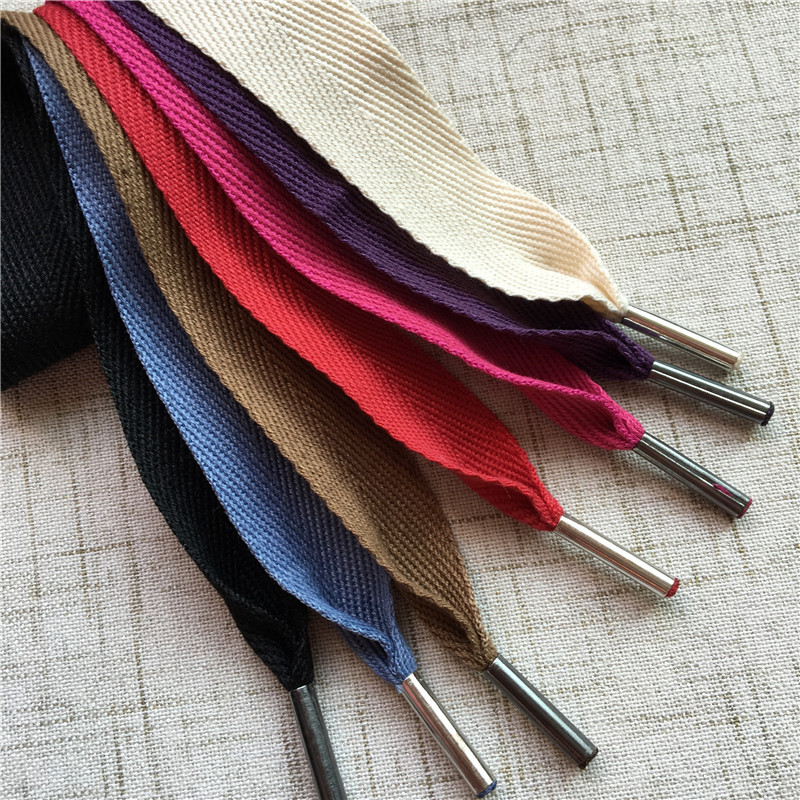 Cotton Twill Shoe Lace Black Blue Wide Bow Lace Texture Cotton Super Width Shoelaces Multicolor