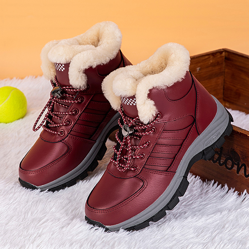 Valstone Aldult Hard-wearing Men Snow Boots Unisex Outdoor Non-slip Cotton Shoes Winter Plush Warm Lining High Shoes for Men New