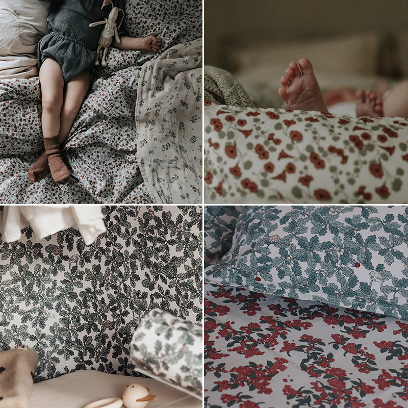 EnkeliBB Baby Beautiful Floral Quilt Cover European American Style Toddler Bed Fitted Sheet  Designer Goods GandF Kids
