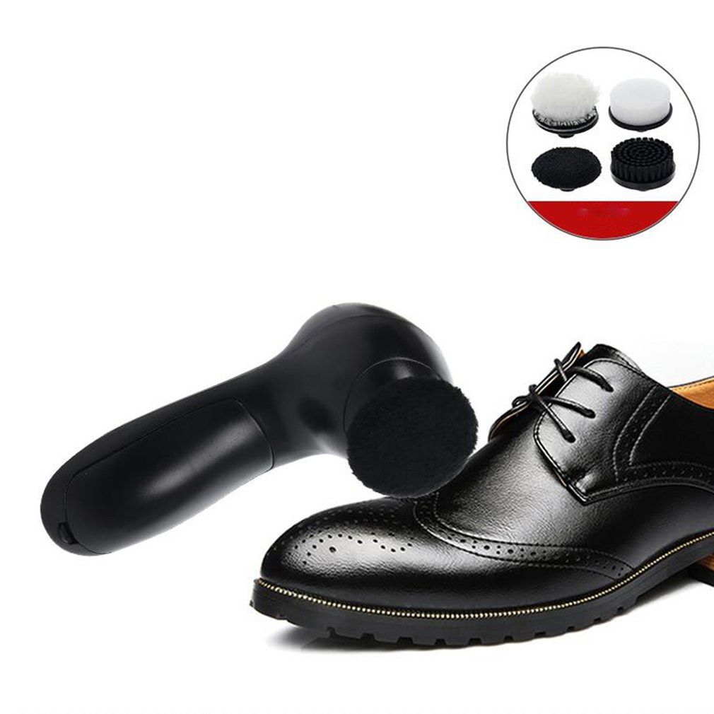 Electric Shoe Brush Shine Shoes Polisher Polishing Handheld Automatic Cleaning Kit for Leather Bags Clothes 5AA Battery Black