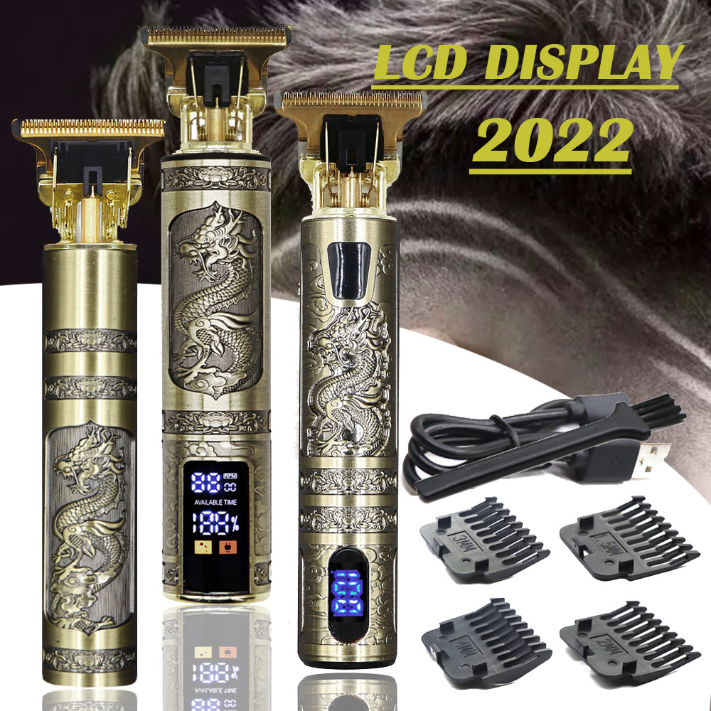 USB Vintage T9 0mm Electric Hair Trimmer For Man Cordless Clippers Professional Beard Hair Cutting Machine Barber rechargeable