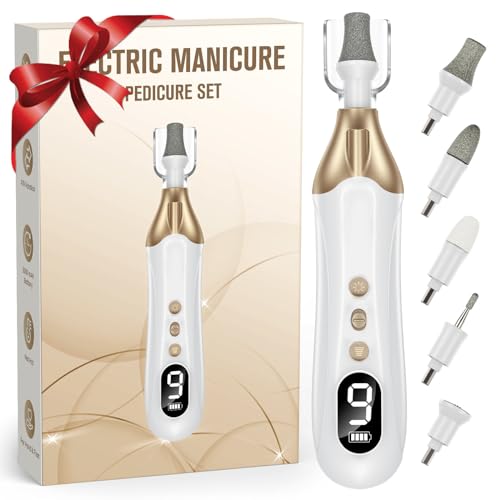 Electric Nail Drill Kit, Painless Manicure Kit with Display Screen, 9-Speed Pedicure Kit, Electric Nail File, Nail Buffer, Nail Filer for Natural Nails, Nail Kit for Beginners with Everything