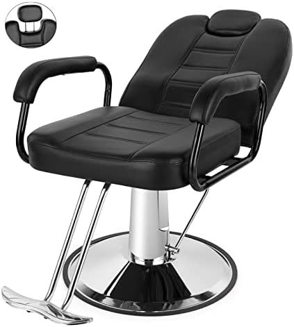 Artist hand Barbers Chairs, Heavy Duty Hydraulic Reclining Salon Chair Spa Furniture Shampoo Reclining Extra Wider Seat Beauty Hair Salon Equipment(Black)