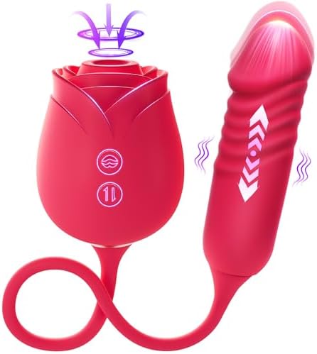 Vibrator Dildo Sex Toys for Women - MOOLIGIRL Rose Sex Toy with Thrusting G Spot Vibrators & 10 Sucking Modes for Clitoral Nipple Stimulation Anal Dildos Adult Sex Toys Games for Couples Sex Machine