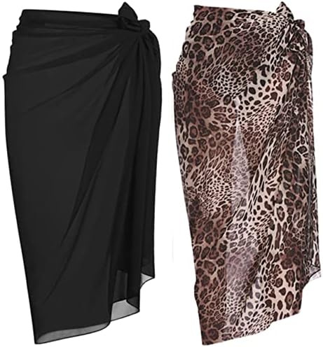Ekouaer Women Sarong Swimsuit Coverups Chiffon Long Bikini Wraps Sheer Beach Bathing Suit Cover Up