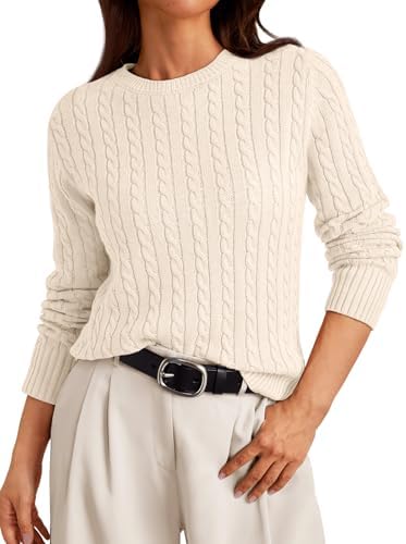 LILLUSORY Cable Knit Sweater Womens Soft Pullover Lightweight Ladies Business Casual Trendy Sweaters 2024